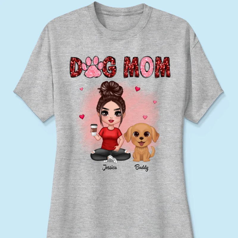 Watercolor Cute Dogs Valentine‘s Day Dog Mom Personalized Shirt - Image 9