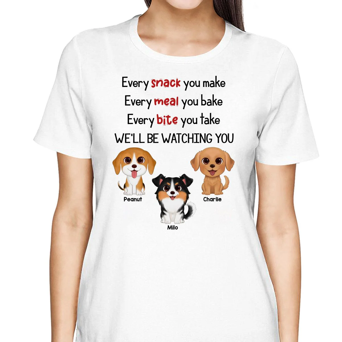 Watercolor Cute Dogs We‘ll Be Watching You Gift For Dog Lovers Personalized Shirt - Image 2