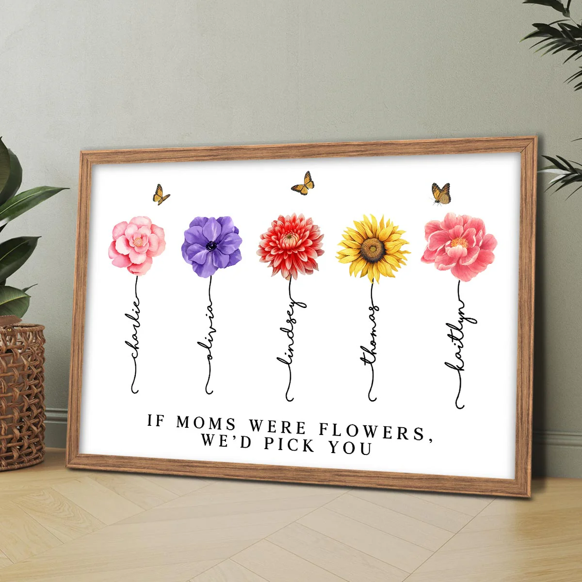 Watercolor Flowers If Mom Were Flowers Gift For Mom Personalized Horizontal Poster - Image 2