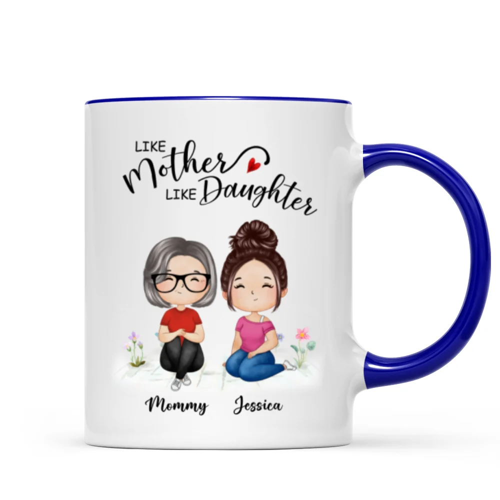 Watercolor Style Women Sitting Like Mother Like Daughters Gift For Mom Daughters Personalized Mug - Image 6