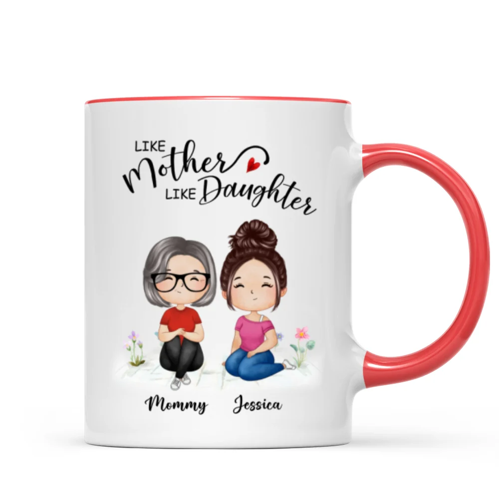 Watercolor Style Women Sitting Like Mother Like Daughters Gift For Mom Daughters Personalized Mug - Image 7