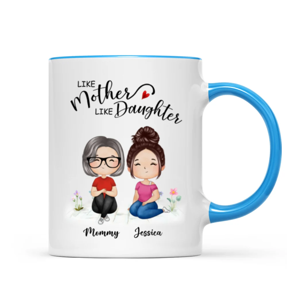 Watercolor Style Women Sitting Like Mother Like Daughters Gift For Mom Daughters Personalized Mug - Image 8