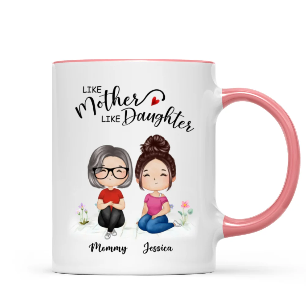 Watercolor Style Women Sitting Like Mother Like Daughters Gift For Mom Daughters Personalized Mug - Image 9