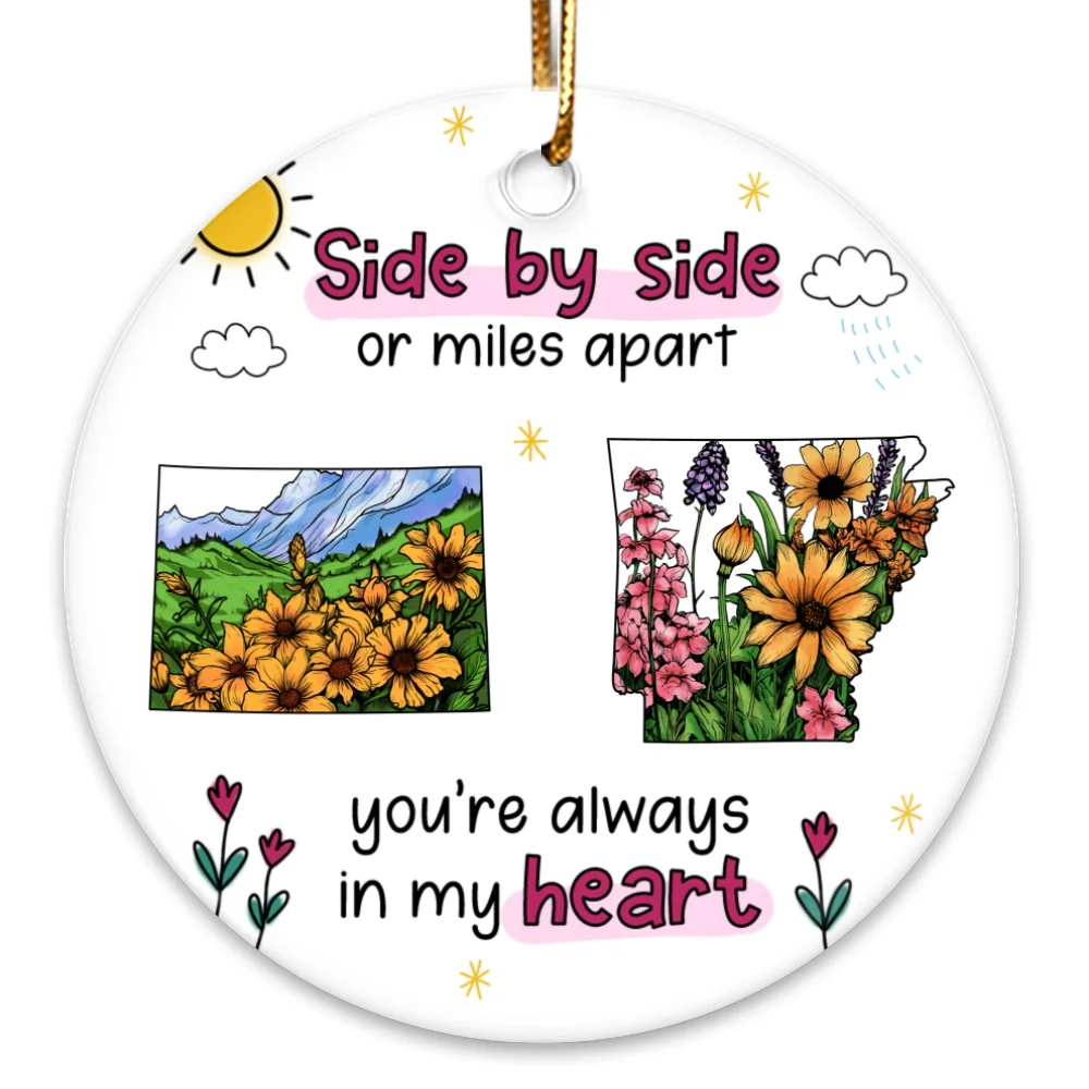 Watercolor Wildflower State Map Togetherness Gift Personalized Ceramic Ornament - Image 11