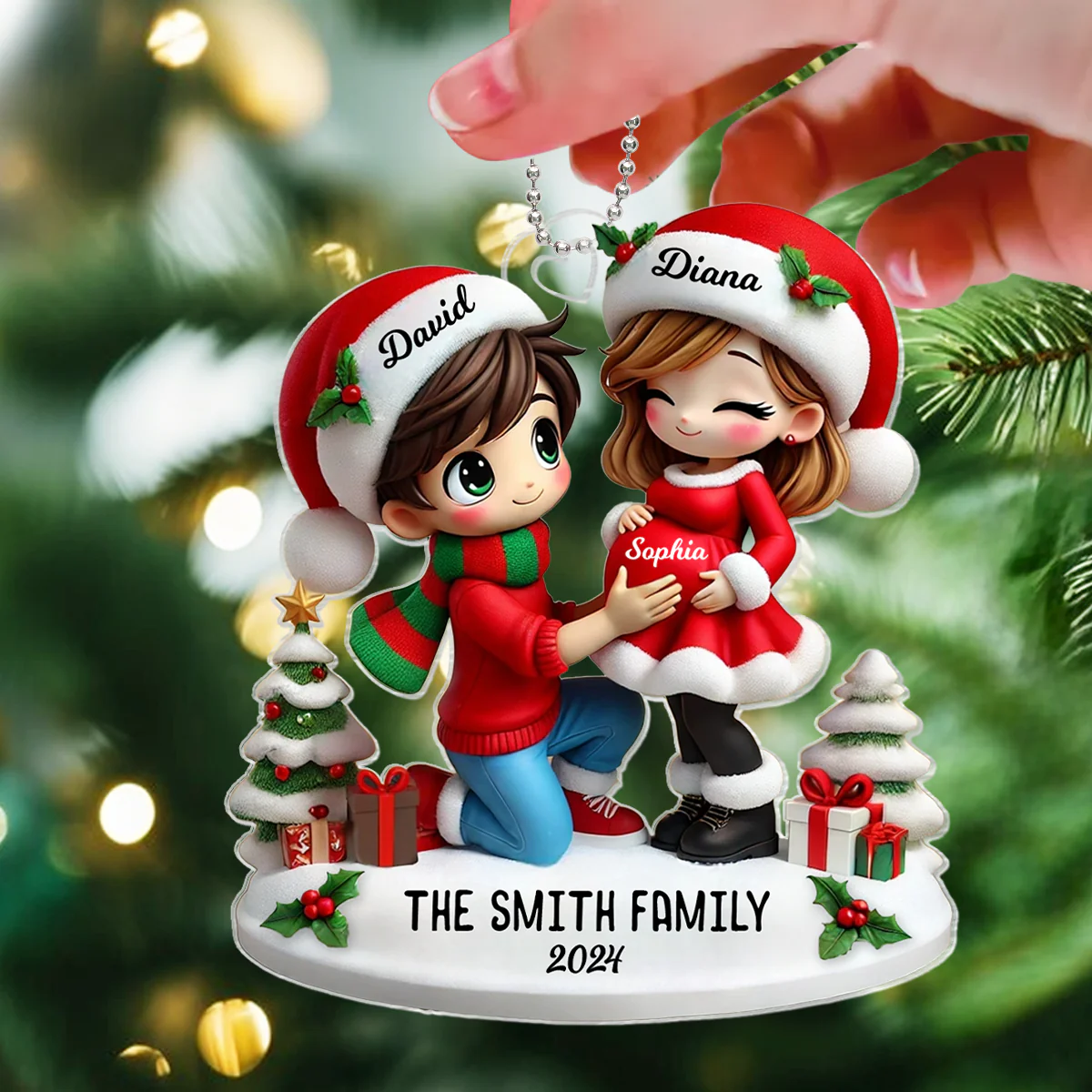 We Are Expecting A Baby Pretty Couple Personalized Acrylic Ornament, Christmas Gift for New Mom, New Dad, Pregnancy Announcement Gift - Image 5