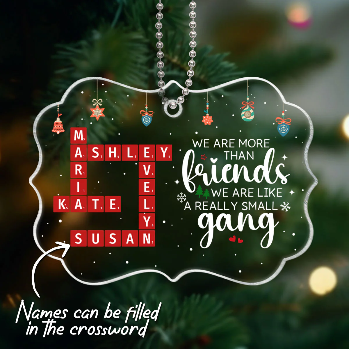 We Are More Than Friends Crossword Personalized Acrylic Ornament, Unique Christmas Gifts For Besties, Best Friends - Image 2