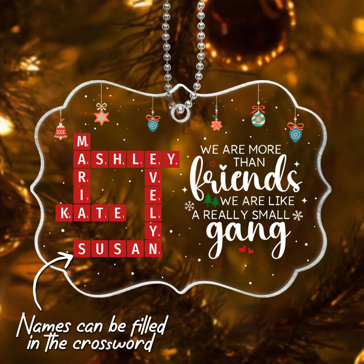 We Are More Than Friends Crossword Personalized Acrylic Ornament, Unique Christmas Gifts For Besties, Best Friends - Image 3