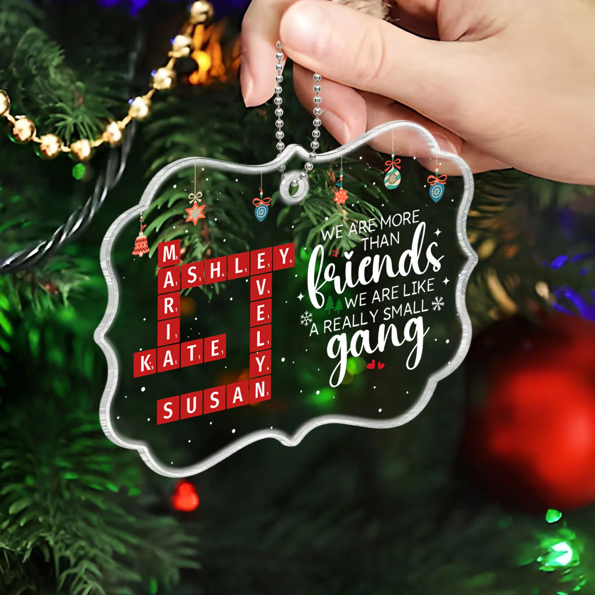 We Are More Than Friends Crossword Personalized Acrylic Ornament, Unique Christmas Gifts For Besties, Best Friends - Image 4
