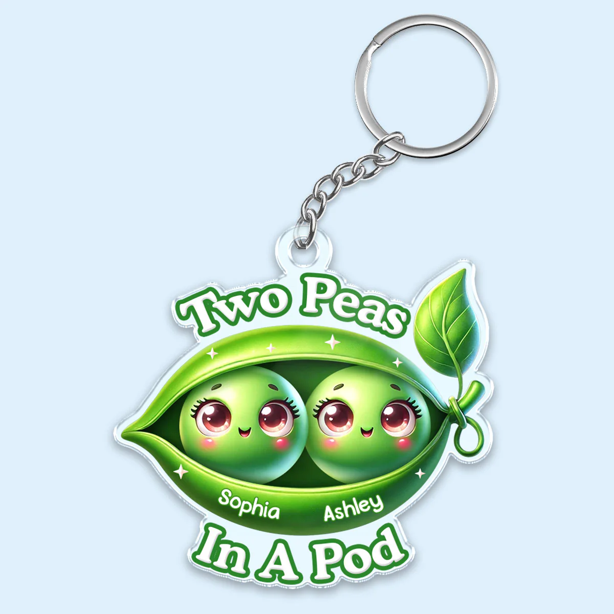 We Are Peas In The Pot Personalized Acrylic Keychain, Gift For Besties, Gift For Sisters, Gift For Twins - Image 2