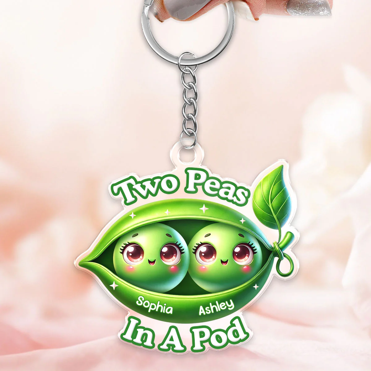 We Are Peas In The Pot Personalized Acrylic Keychain, Gift For Besties, Gift For Sisters, Gift For Twins - Image 4