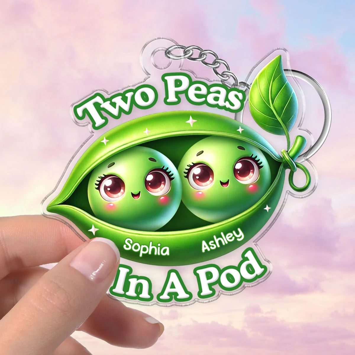 We Are Peas In The Pot Personalized Acrylic Keychain, Gift For Besties, Gift For Sisters, Gift For Twins - Image 5