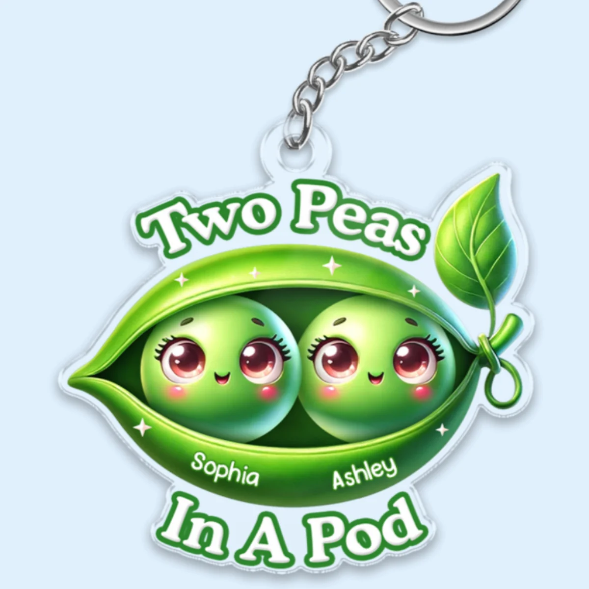 We Are Peas In The Pot Personalized Acrylic Keychain, Gift For Besties, Gift For Sisters, Gift For Twins - Image 7