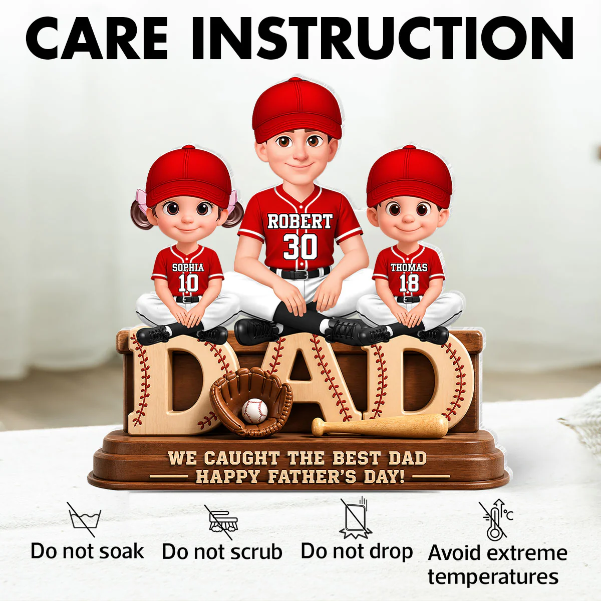 We Caught the Best Baseball Dad - Personalized Acrylic Block Plaque - Gift for Dad, Husband - Image 8