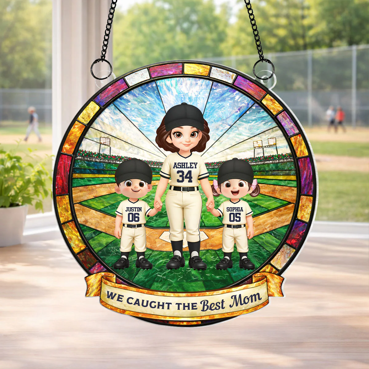 We Caught the Best Baseball Mom - Personalized Suncatcher - Sentimental Mother's Day Gift for Mom, Wife - Image 3