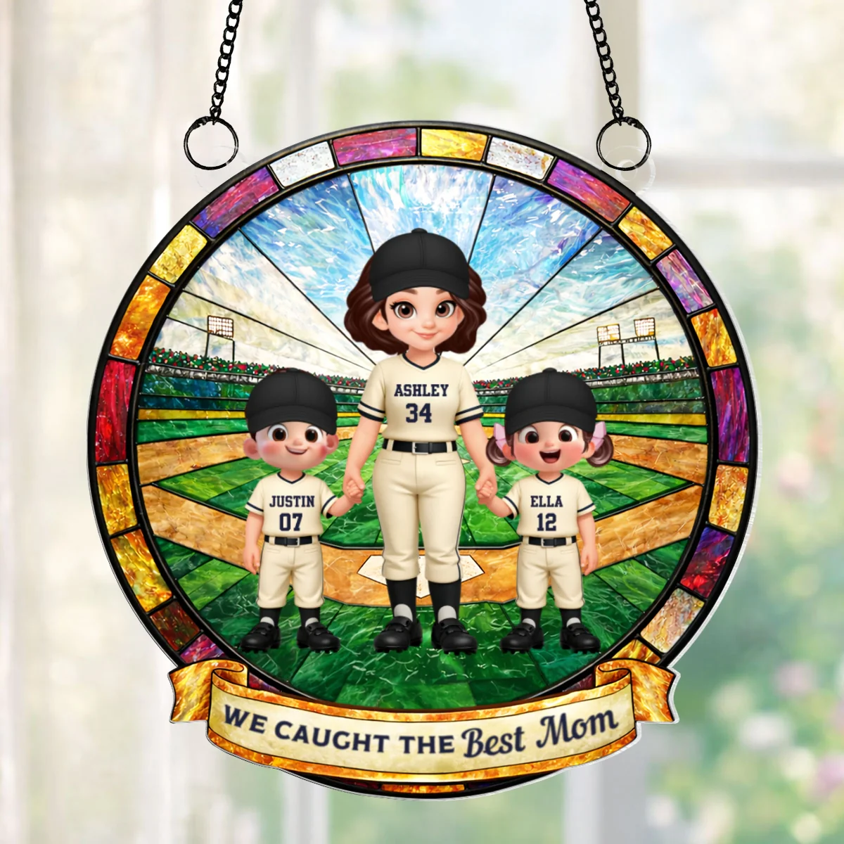 We Caught the Best Baseball Mom - Personalized Suncatcher - Sentimental Mother's Day Gift for Mom, Wife - Image 8