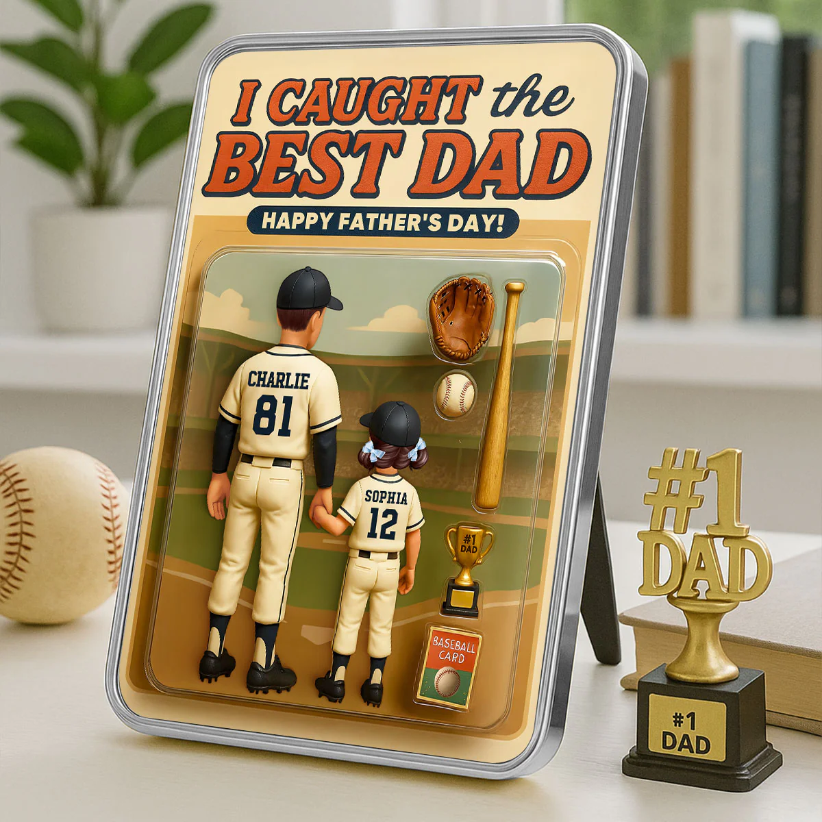 We Caught the Best Dad Baseball Custom Action Figure Personalized Mirrored Picture Frame, Father's Day Gift for Dad, Gift for Husband - Image 2