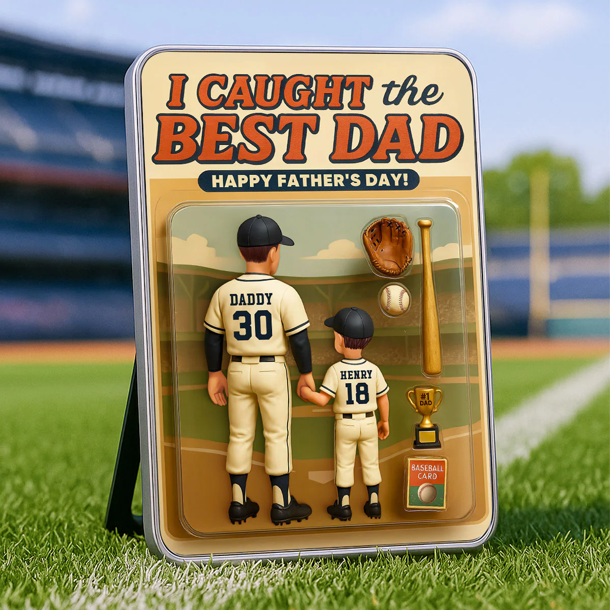 We Caught the Best Dad Baseball Custom Action Figure Personalized Mirrored Picture Frame, Father's Day Gift for Dad, Gift for Husband - Image 5