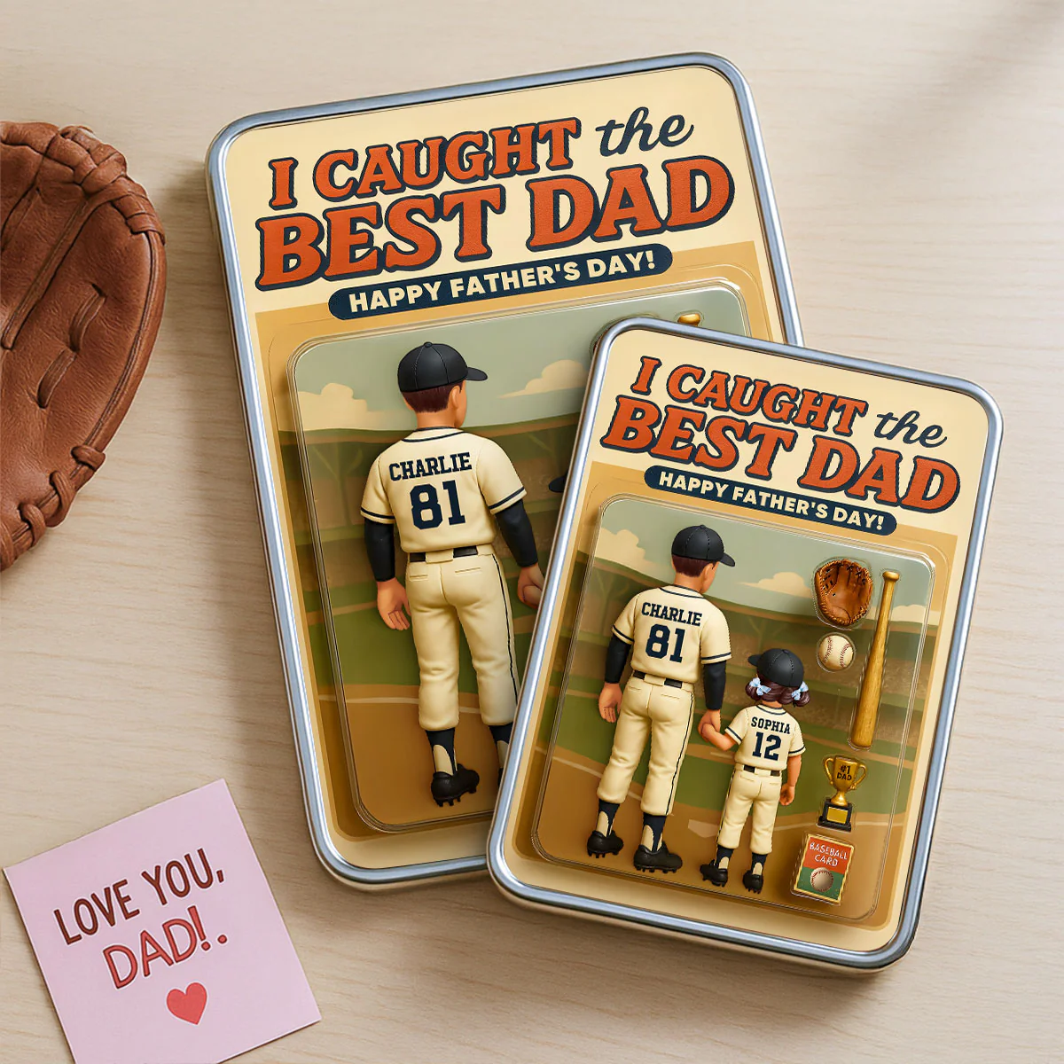 We Caught the Best Dad Baseball Custom Action Figure Personalized Mirrored Picture Frame, Father's Day Gift for Dad, Gift for Husband - Image 6