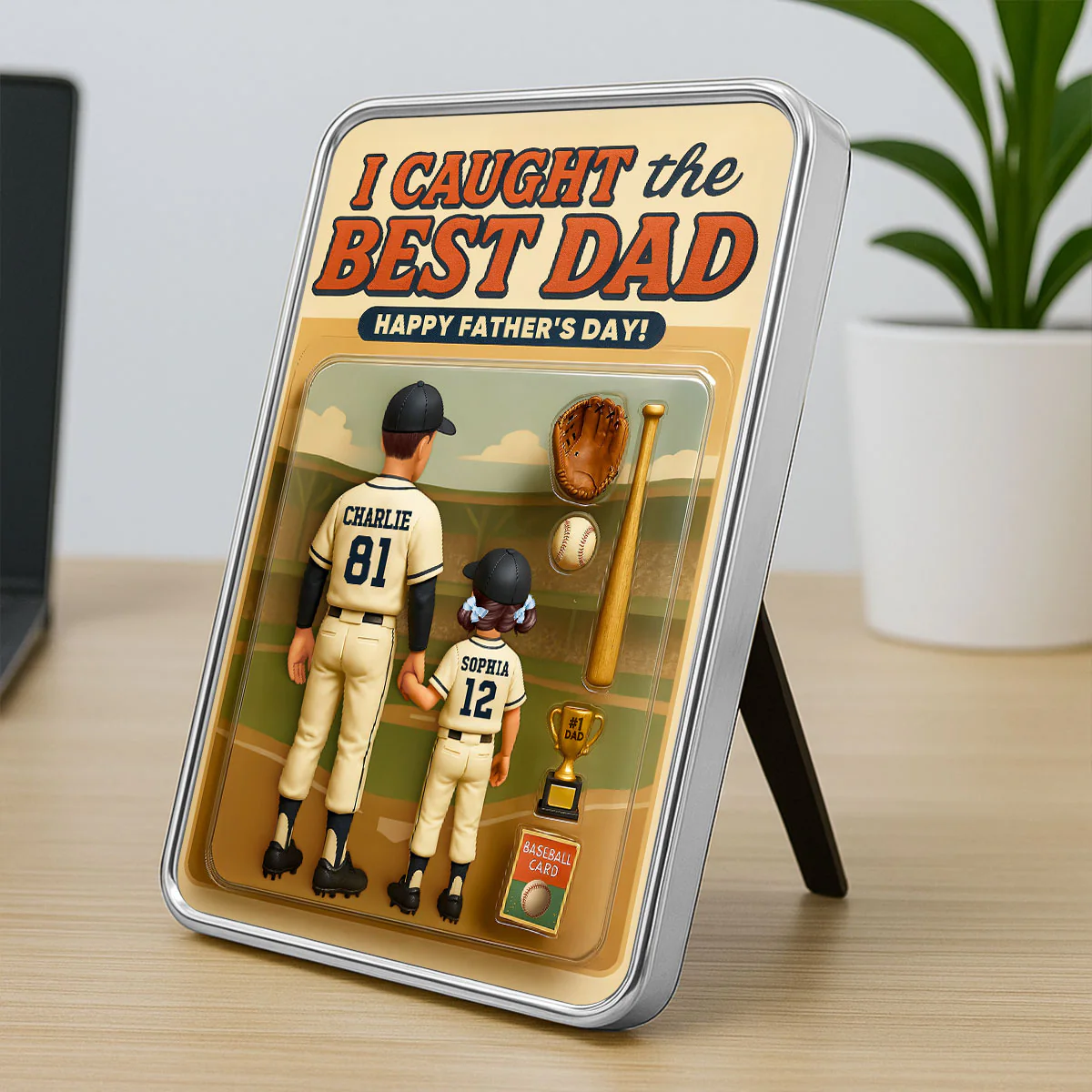 We Caught the Best Dad Baseball Custom Action Figure Personalized Mirrored Picture Frame, Father's Day Gift for Dad, Gift for Husband - Image 7