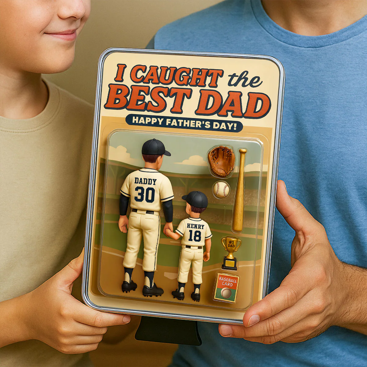 We Caught the Best Dad Baseball Custom Action Figure Personalized Mirrored Picture Frame, Father's Day Gift for Dad, Gift for Husband - Image 8
