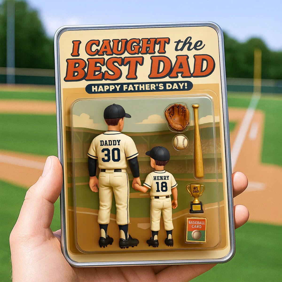 We Caught the Best Dad Baseball Custom Action Figure Personalized Mirrored Picture Frame, Father's Day Gift for Dad, Gift for Husband - Image 9
