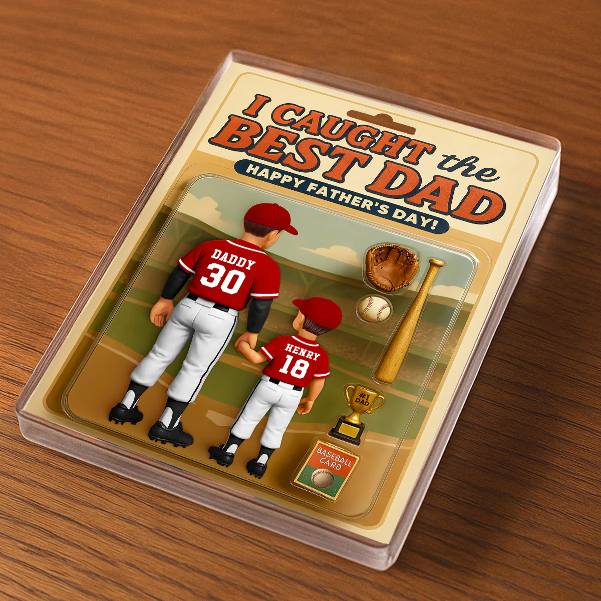 We Caught the Best Dad Baseball Custom Figure Personalized Acrylic Block Plaque, Custom Jersey, Gift for Dad, Gift for Husband - Image 6