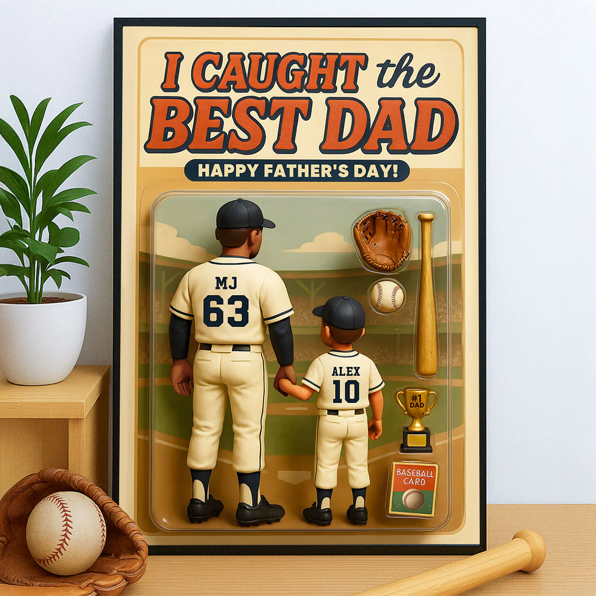 We Caught the Best Dad Baseball Custom Figure Personalized Poster, Meaningful Father's Day Gift for Dad, Gift for Husband - Image 2