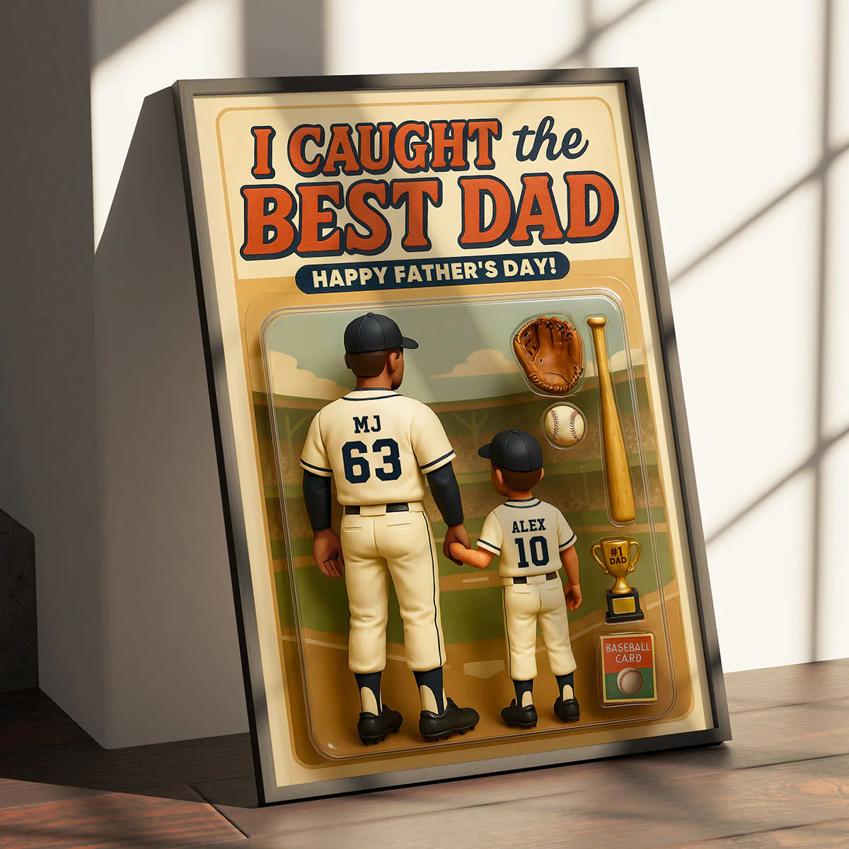 We Caught the Best Dad Baseball Custom Figure Personalized Poster, Meaningful Father's Day Gift for Dad, Gift for Husband - Image 4
