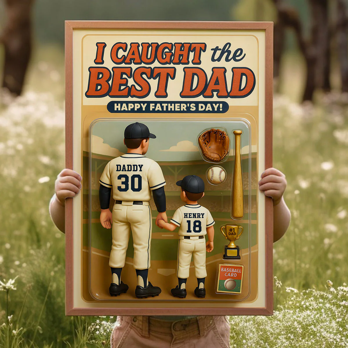 We Caught the Best Dad Baseball Custom Figure Personalized Poster, Meaningful Father's Day Gift for Dad, Gift for Husband - Image 5