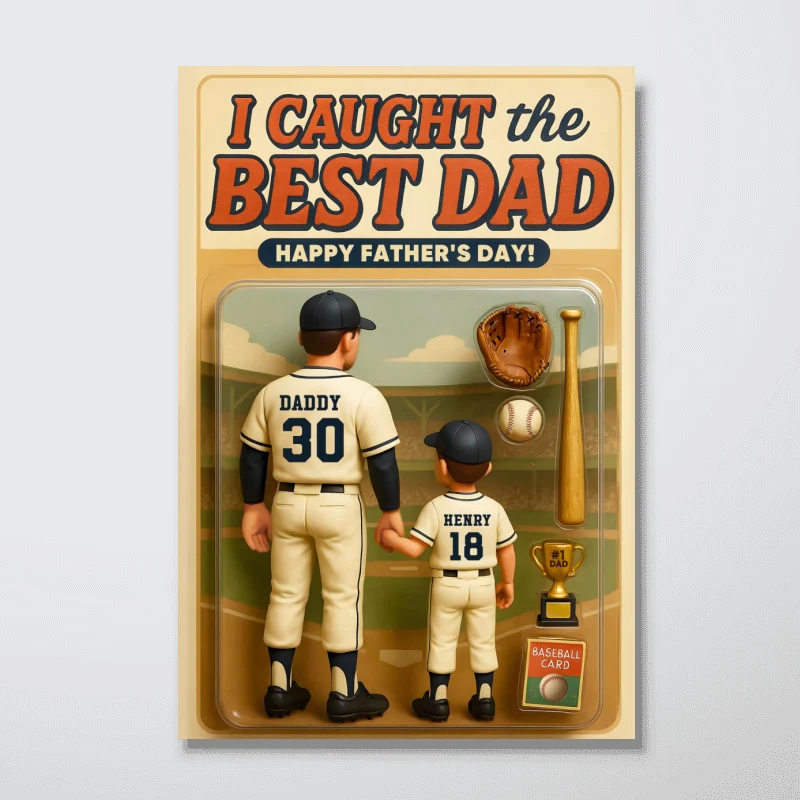 We Caught the Best Dad Baseball Custom Figure Personalized Poster, Meaningful Father's Day Gift for Dad, Gift for Husband - Image 9