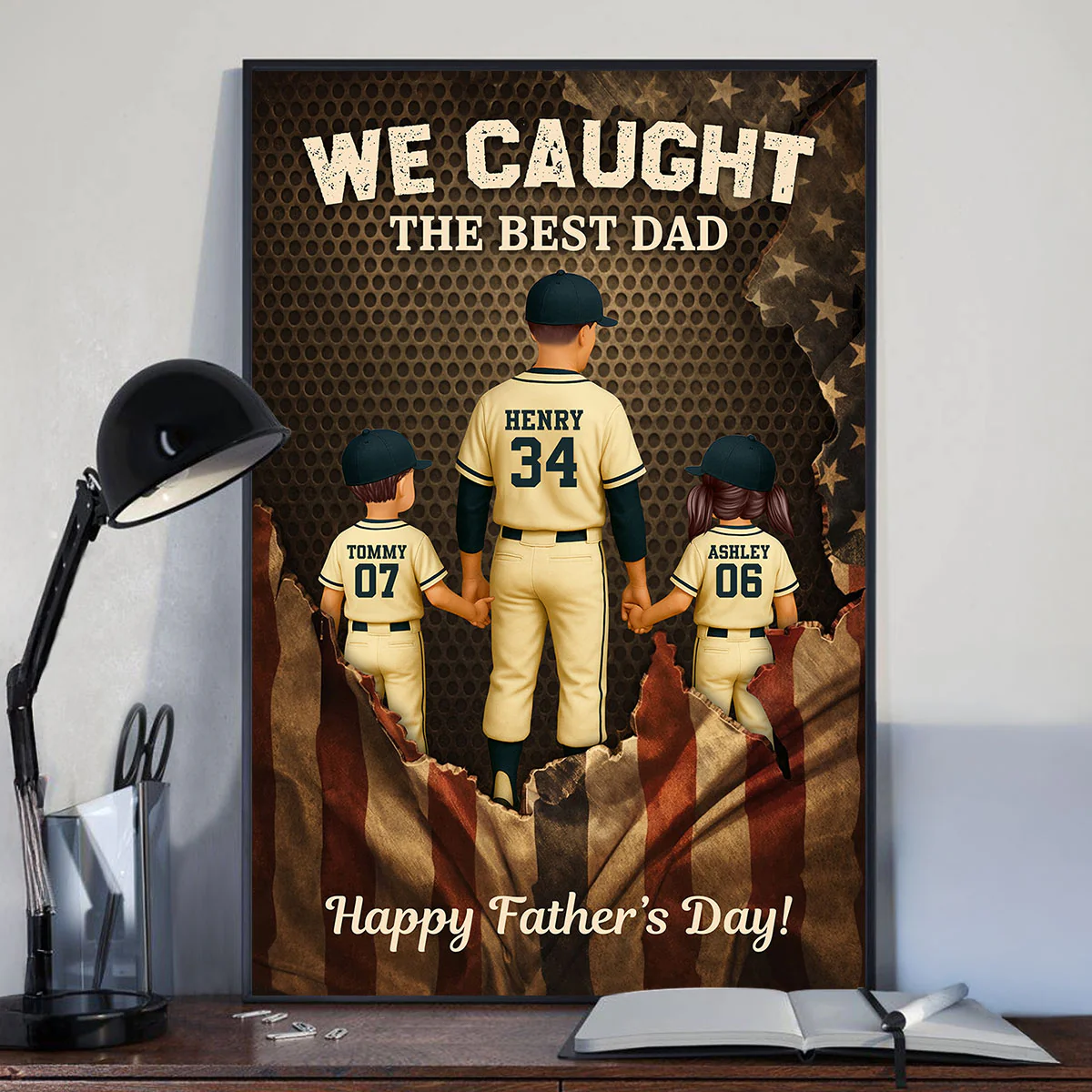 We Caught the Best Dad Baseball Nation Flag - Personalized Poster - Heartfelt Gift for Dad, Husband - Image 6
