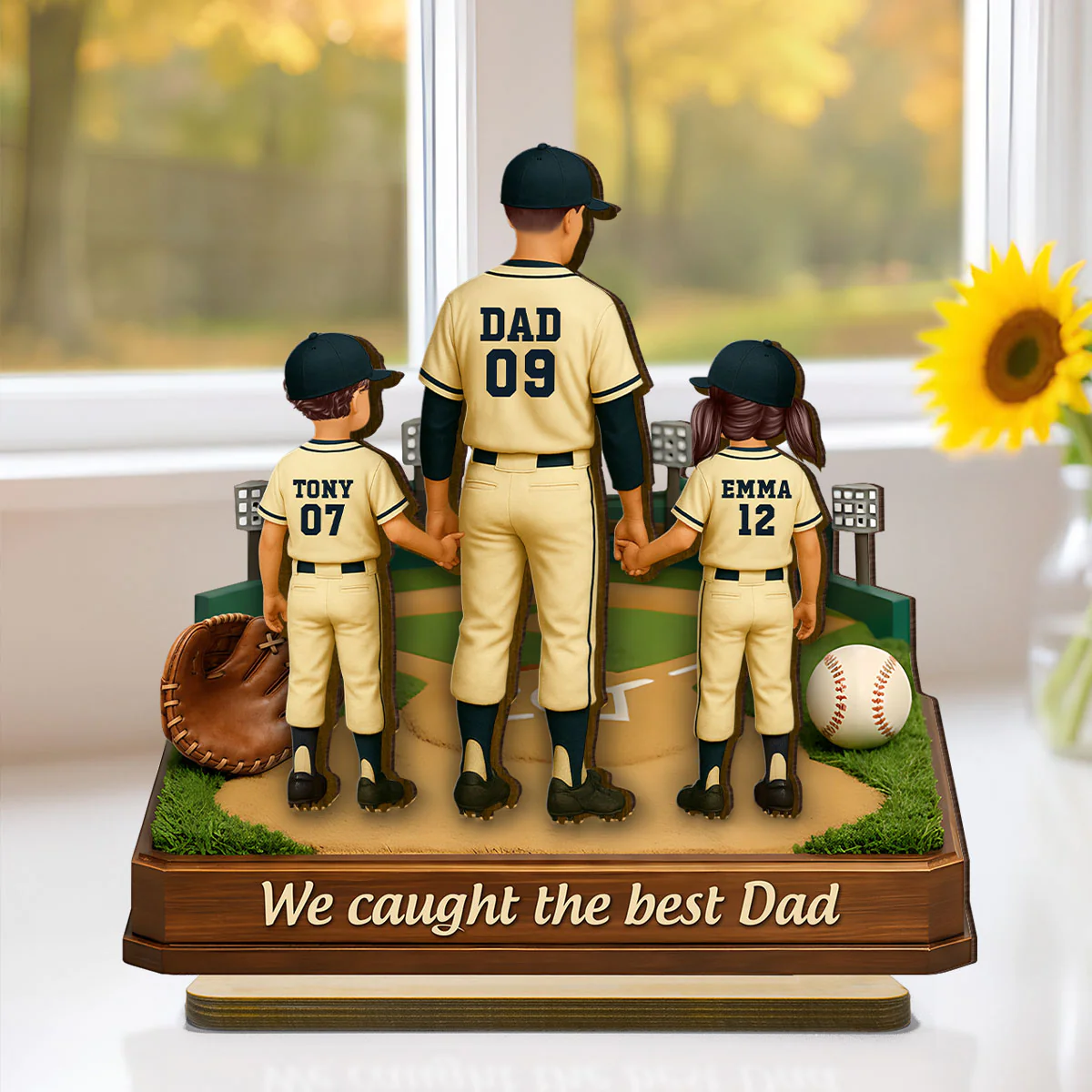 We Caught The Best Dad Baseball - Personalized 2-Layered Wooden Plaque - Heartfelt Gift For Dad, Grandpa - Image 6