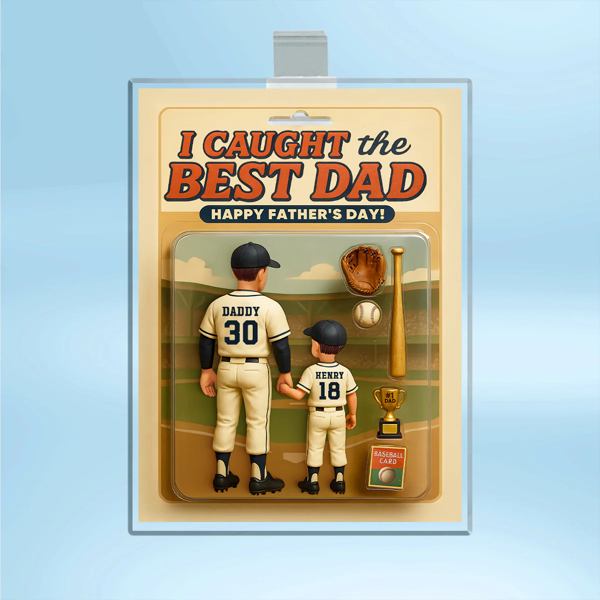 We Caught the Best Dad, Grandpa Baseball Custom Figure Personalized Acrylic Car Visor Clip, Father's Day Gift for Dad, Gift for Husband - Image 4