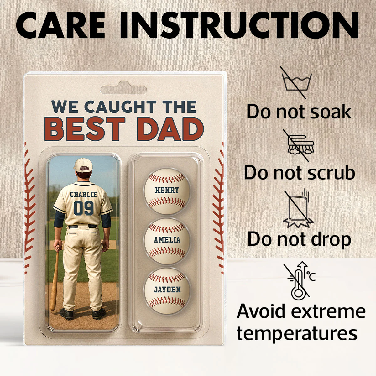 We Caught The Best Dad Grandpa Baseball Lover Realistic Figure Style Personalized Acrylic Block Plaque - Image 10