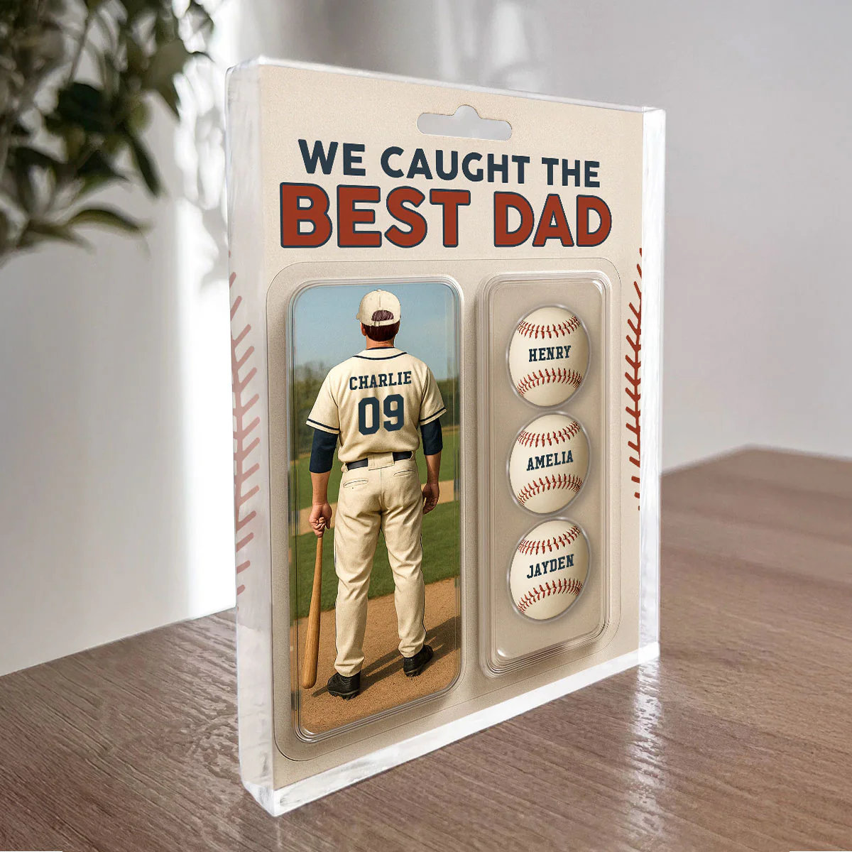 We Caught The Best Dad Grandpa Baseball Lover Realistic Figure Style Personalized Acrylic Block Plaque - Image 13