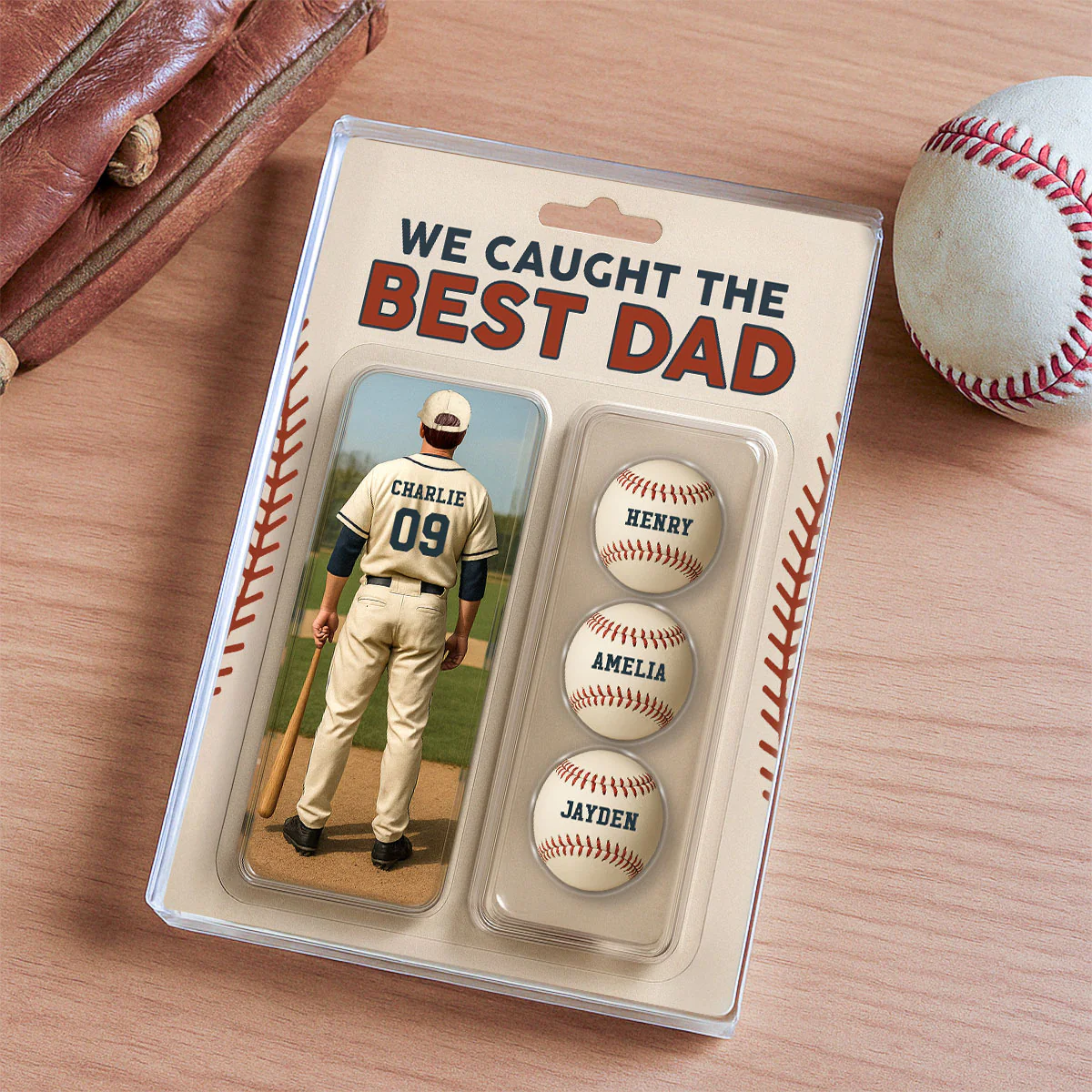 We Caught The Best Dad Grandpa Baseball Lover Realistic Figure Style Personalized Acrylic Block Plaque - Image 3