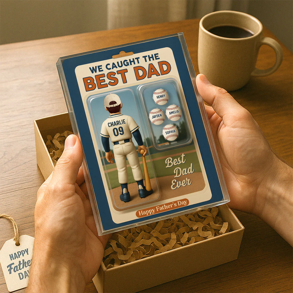 We Caught The Best Dad Grandpa Cartoon Baseball Lover Toy Box Figure Style Personalized Acrylic Block Plaque - Image 6