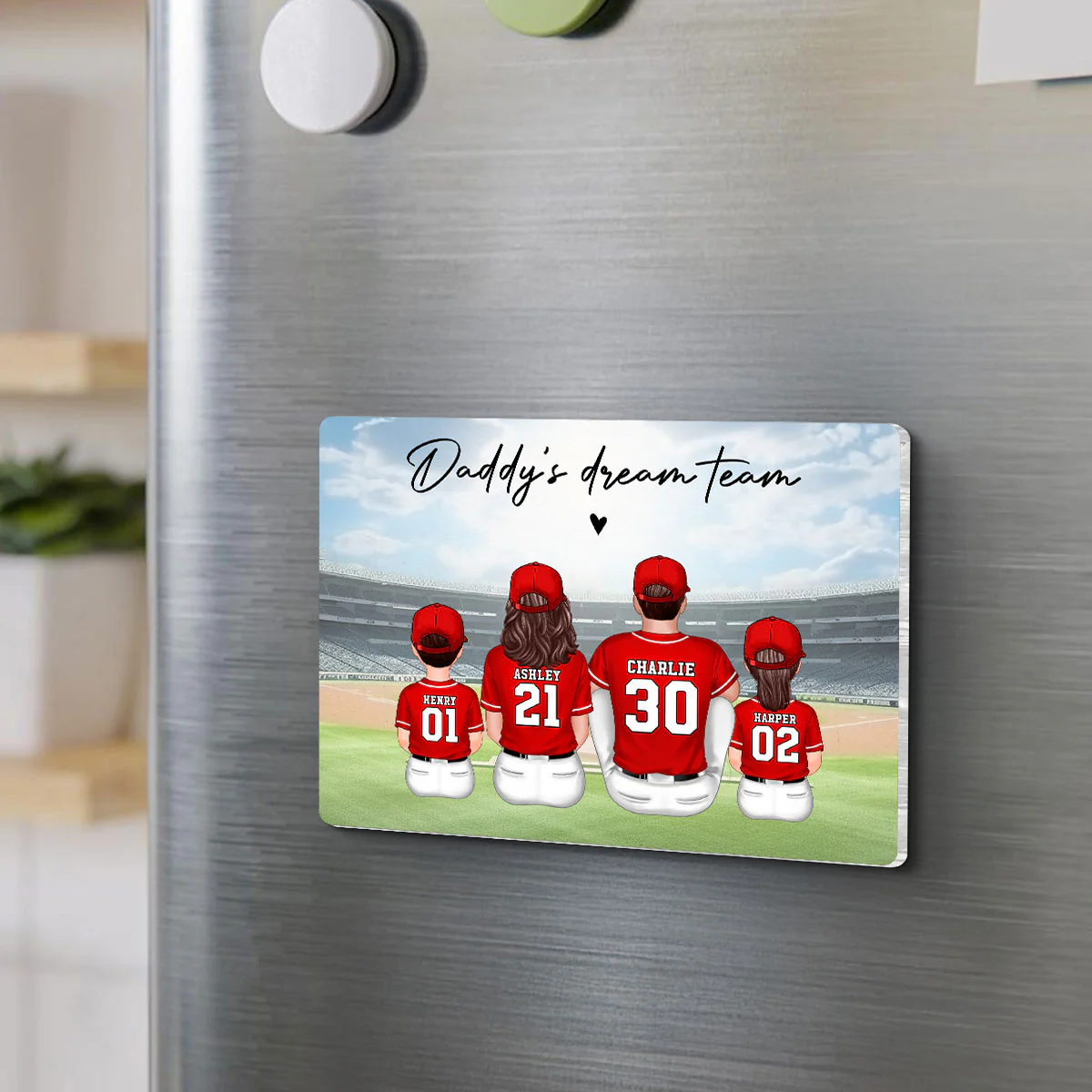 We Caught The Best Dad Man & Kids Sitting Personalized Acrylic Fridge Magnet - Image 3