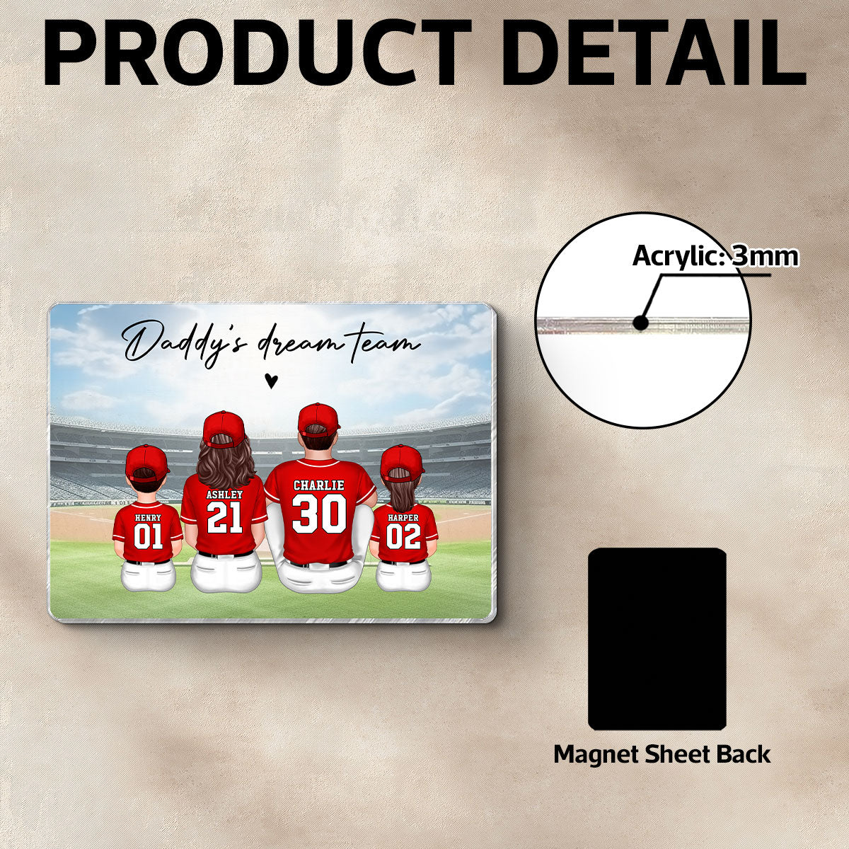 We Caught The Best Dad Man & Kids Sitting Personalized Acrylic Fridge Magnet - Image 7