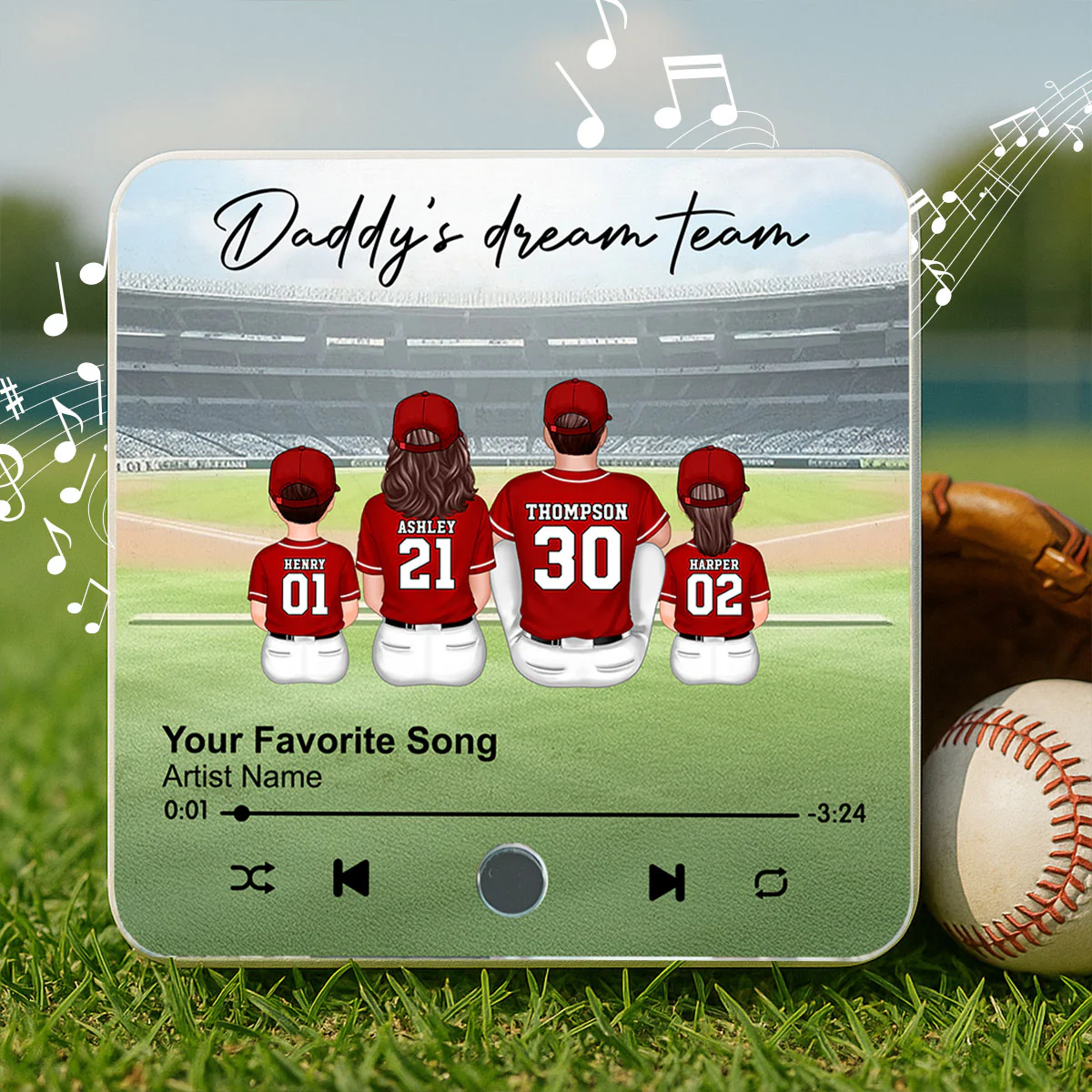 We Caught The Best Dad Man & Kids Sitting Personalized Music Fridge Magnet