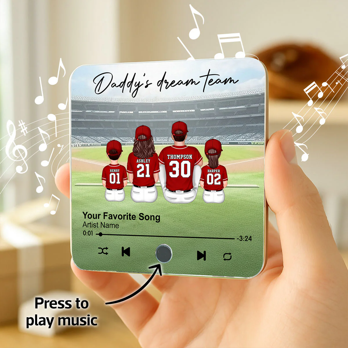 We Caught The Best Dad Man & Kids Sitting Personalized Music Fridge Magnet - Image 4