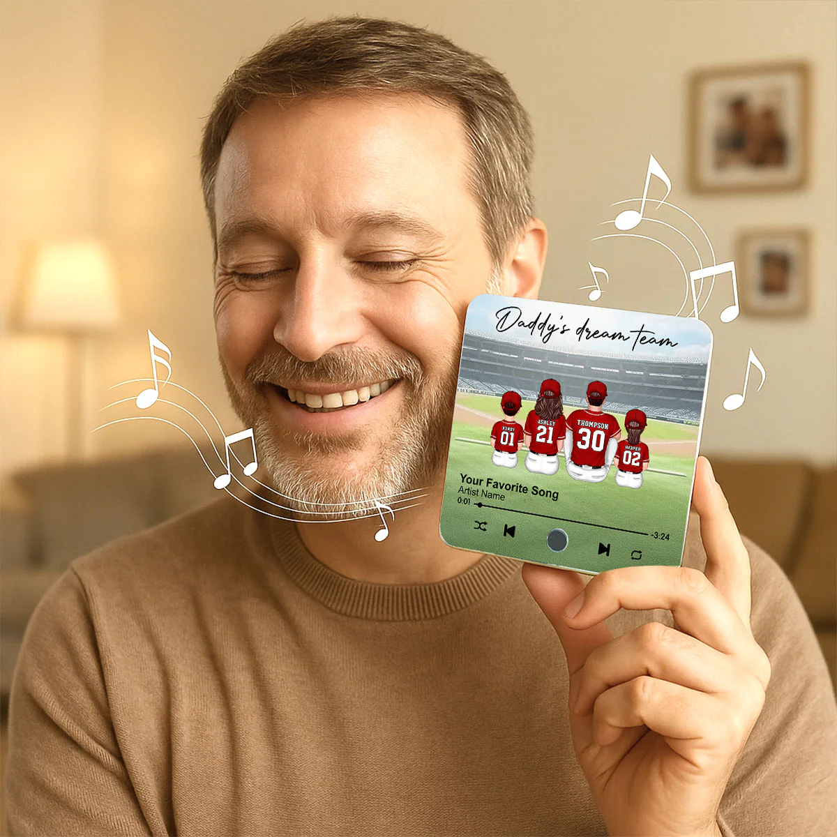 We Caught The Best Dad Man & Kids Sitting Personalized Music Fridge Magnet - Image 5