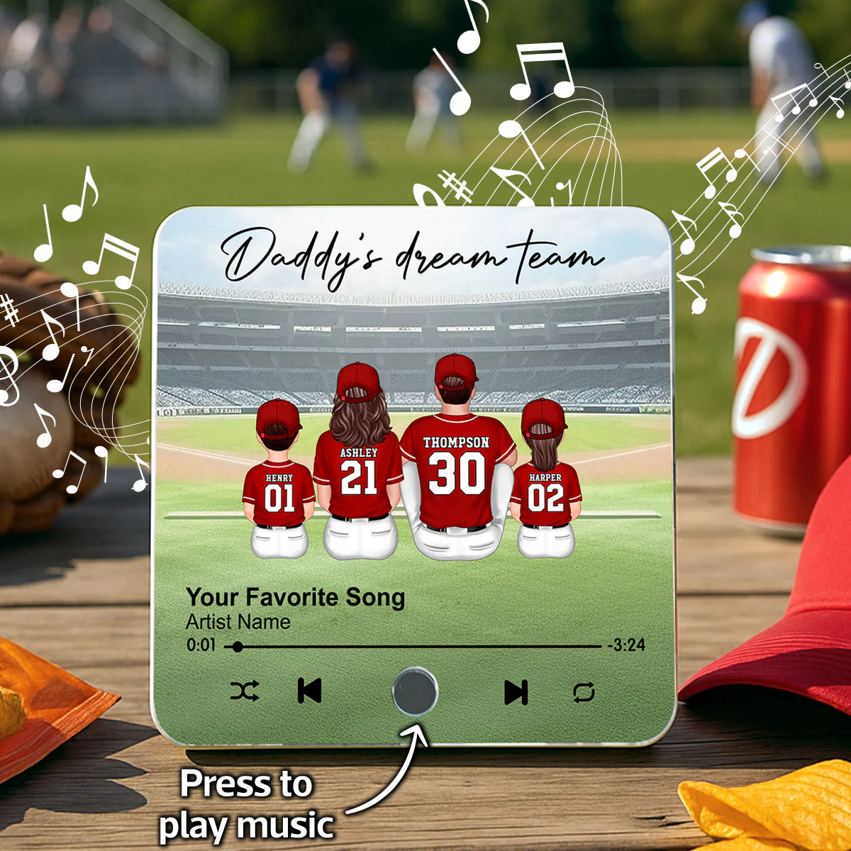 We Caught The Best Dad Man & Kids Sitting Personalized Music Fridge Magnet - Image 7