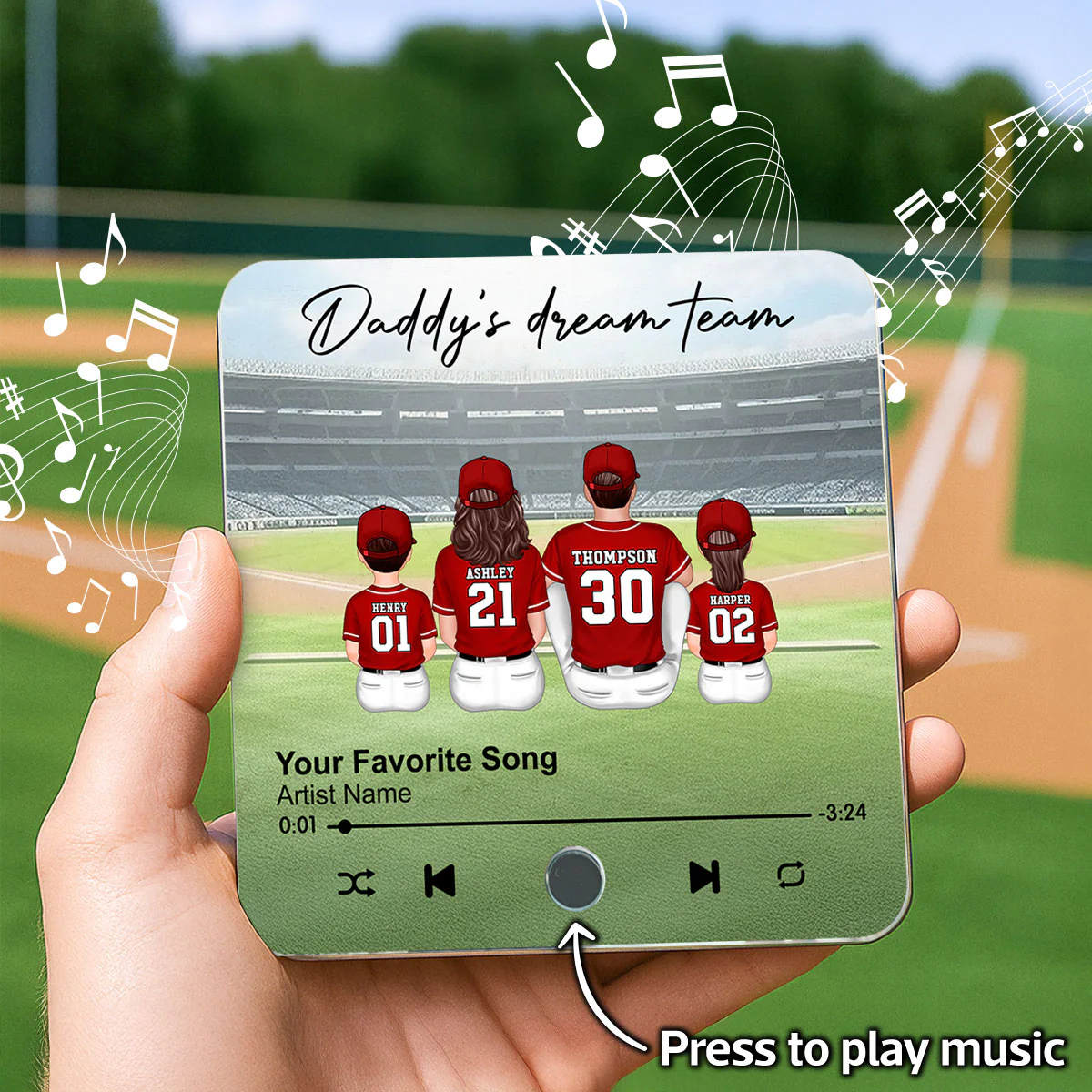 We Caught The Best Dad Man & Kids Sitting Personalized Music Fridge Magnet - Image 8