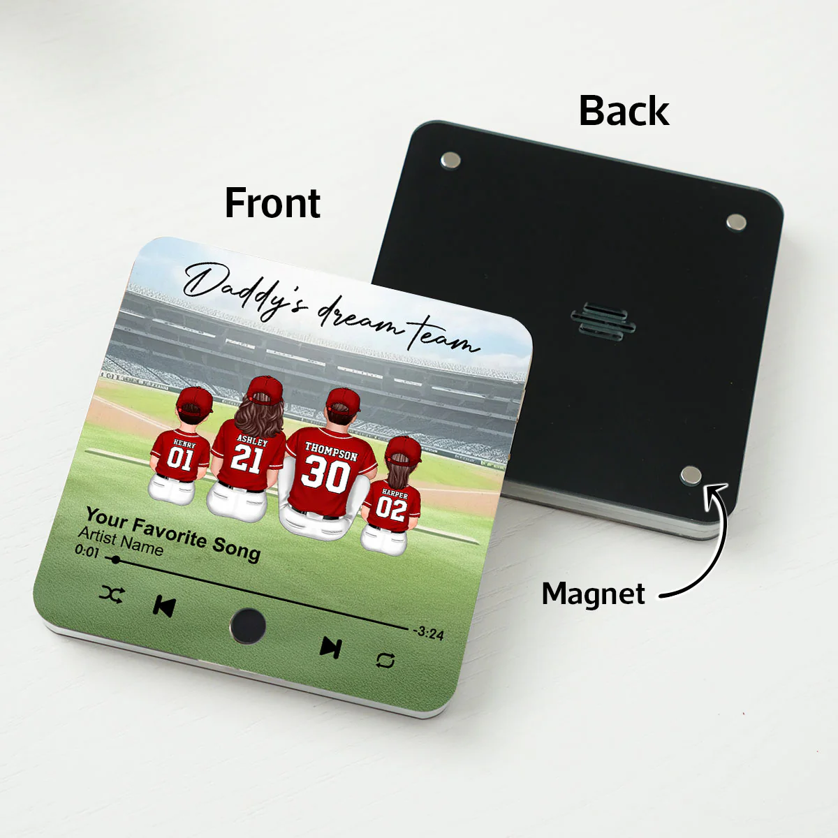 We Caught The Best Dad Man & Kids Sitting Personalized Music Fridge Magnet - Image 9