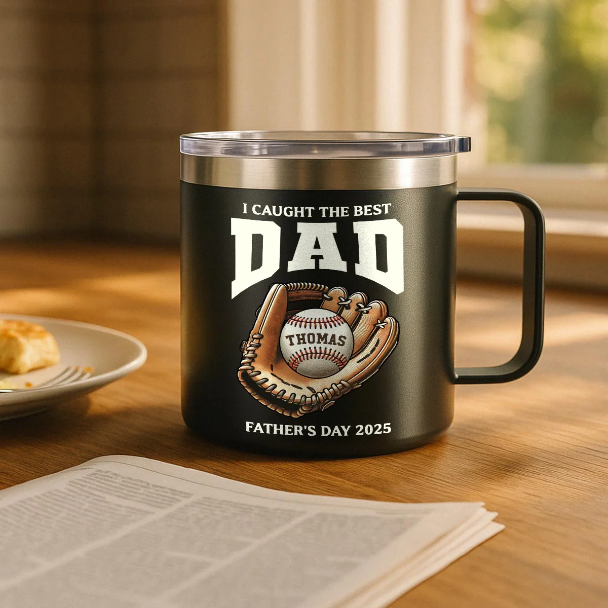 We Caught The Best Dad Baseball Personalized Stainless Steel Tumbler With Handle| Coolest Father's Day Gift For Dad - Image 3