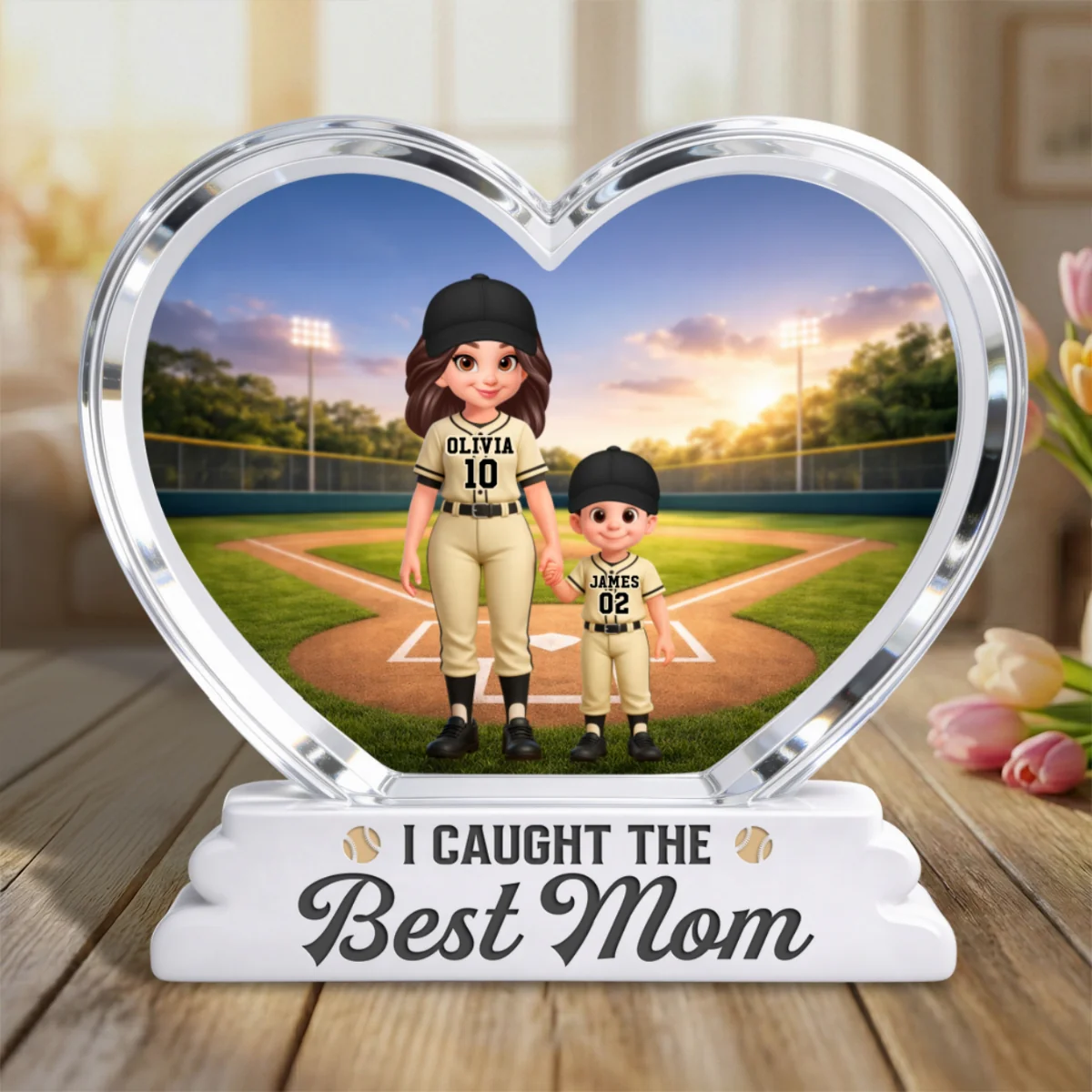 We Caught The Best Mom Baseball 2D Flat - Personalized Acrylic Block Plaque - Mother's Day Gift For Baseball Mom - Image 11