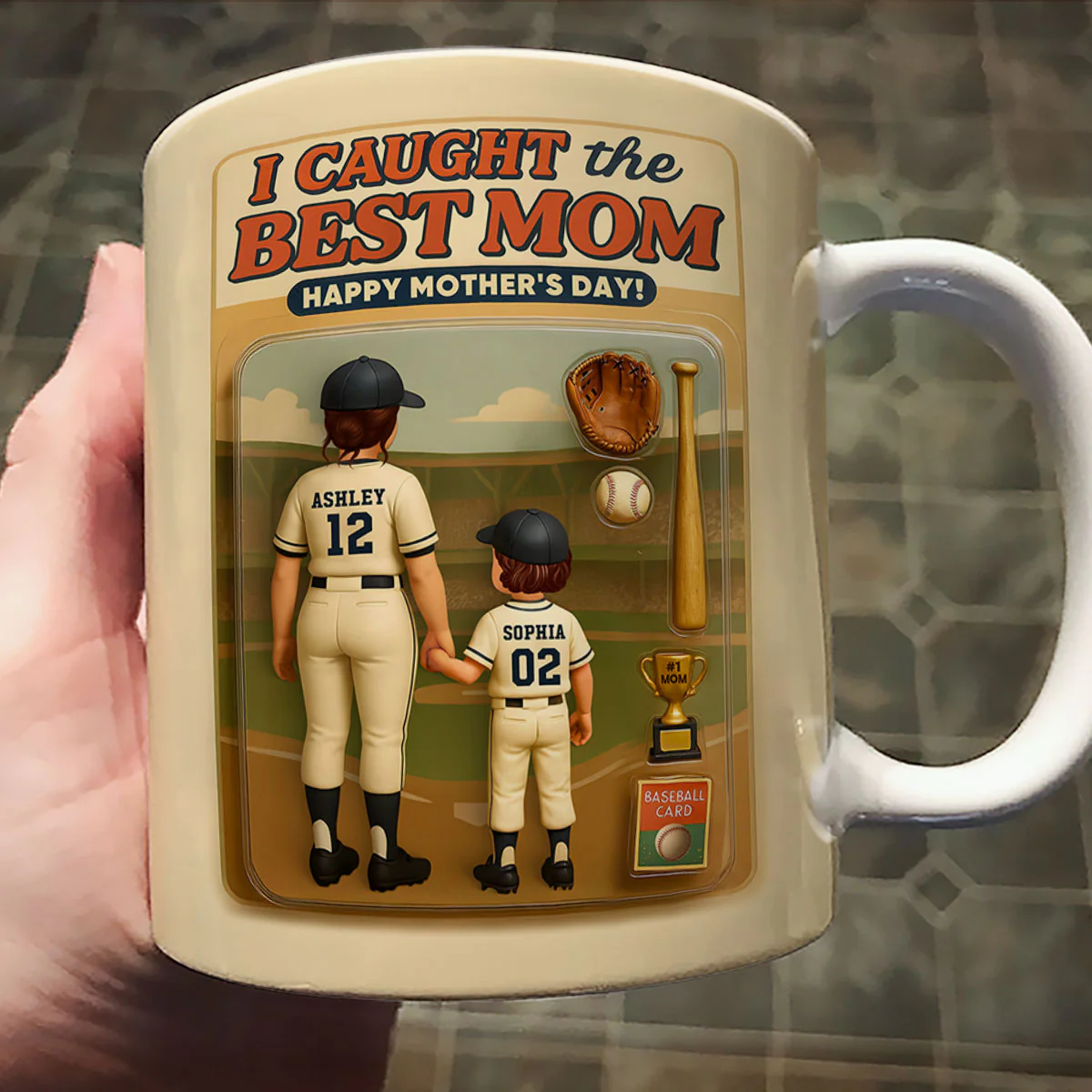 We Caught the Best Mom Baseball Custom Figure Personalized Mug, Gift for Mom, Gift for Wife - Image 2