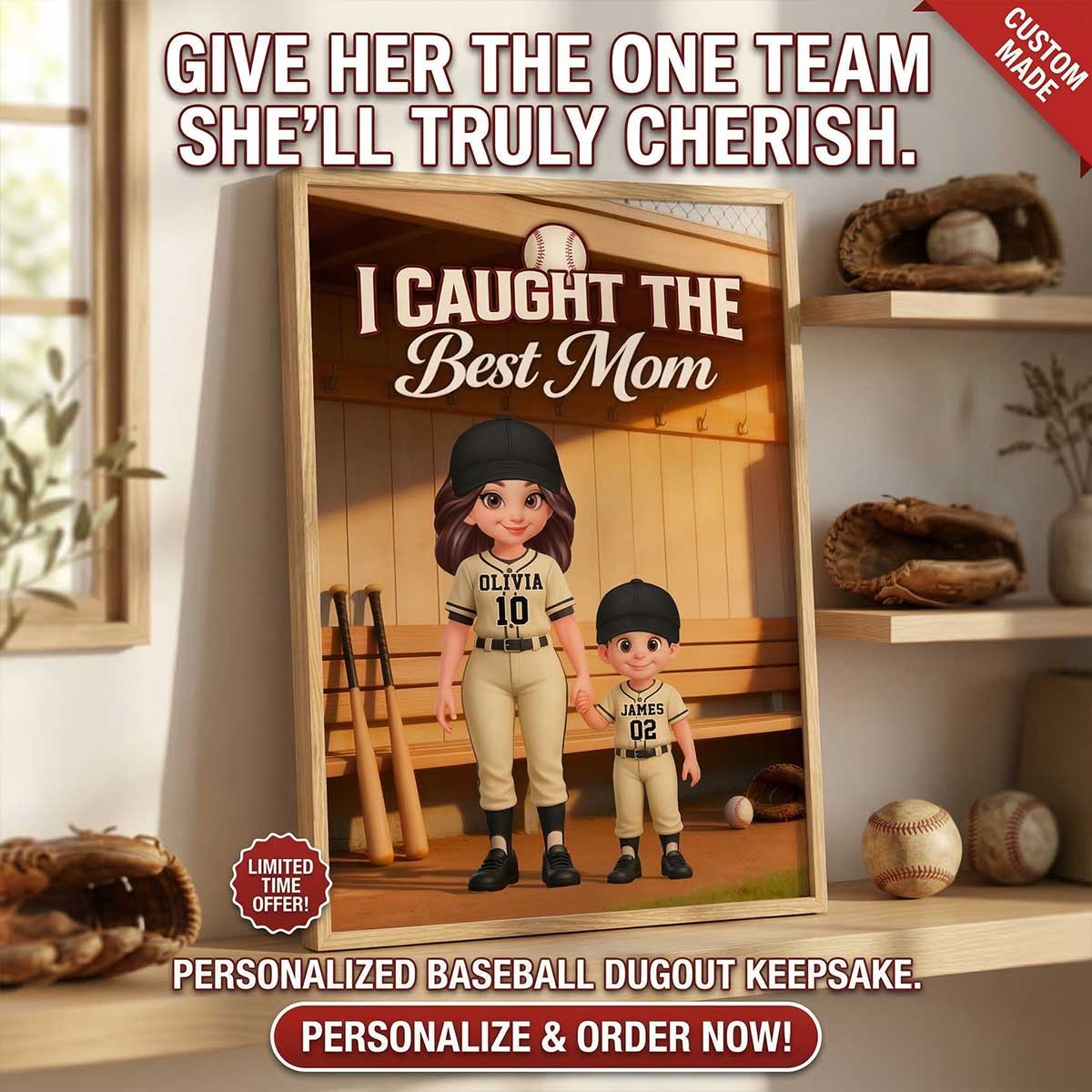 We Caught The Best Mom Baseball Dugout Mom And Kids - Personalized Poster - Mother's Day Gift For Baseball Mom - Image 11