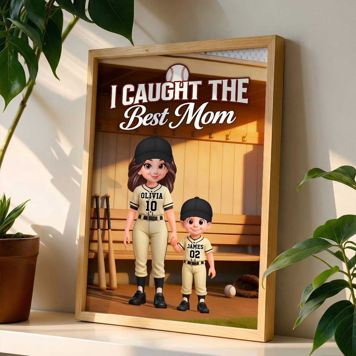 We Caught The Best Mom Baseball Dugout Mom And Kids - Personalized Poster - Mother's Day Gift For Baseball Mom - Image 5